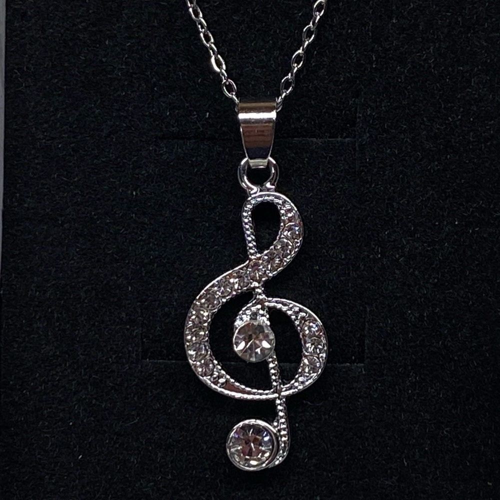 Dazzling Silver Music Note Necklace